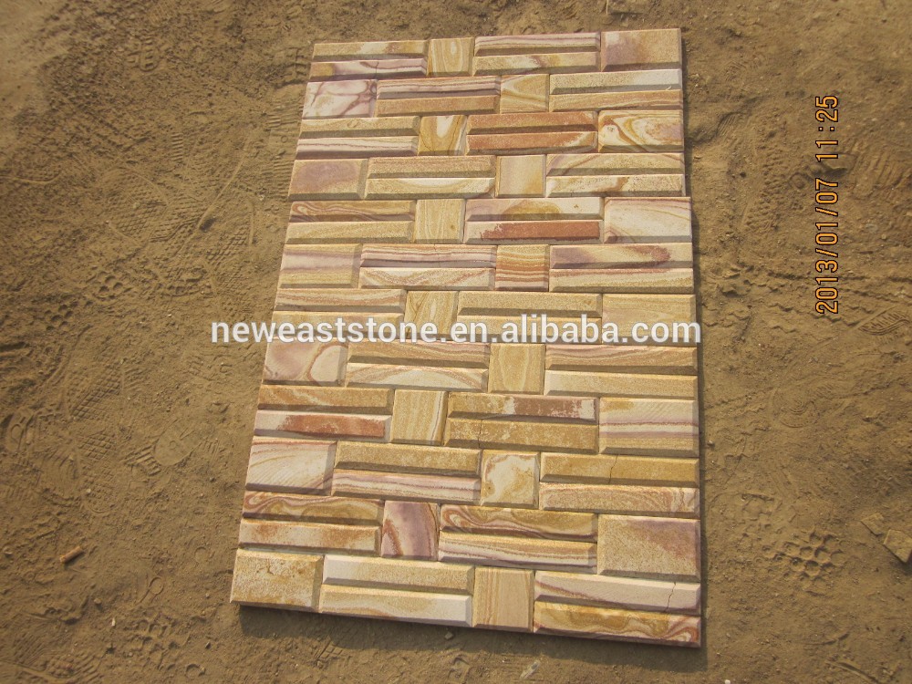 Pink Sandstone Cultured Stone Tile for Wall Decoration