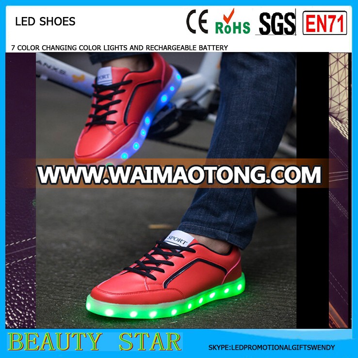 Factory selling Men/Women LED shoes,rechargeable led classic shoes with 7 color light changing