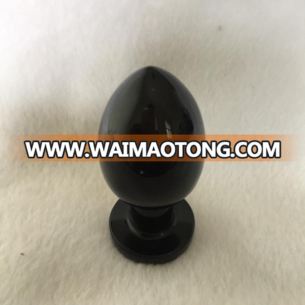 Wholesale Natural Black Obsidian Stone Quartz Crystal Butt Plugs , Obsidian EGG Bulb