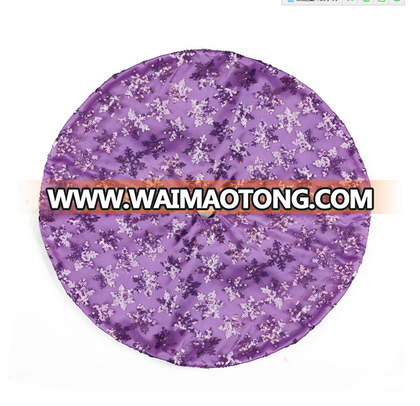 High Quality 36 " Purple Sequin Christmas Tree Skirt With Snowflake