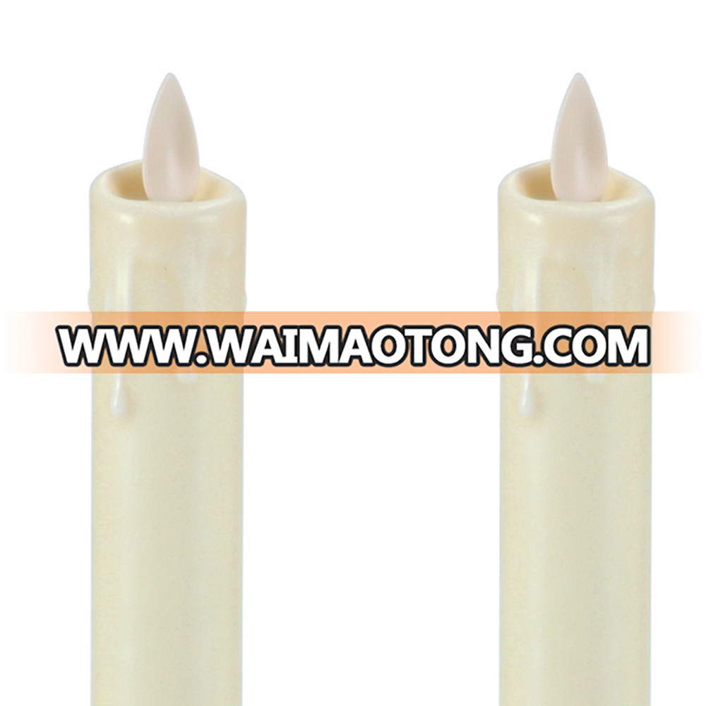 Real wax surface flameless  moving wick LED taper candles with timer and remote 2pcs/set Dripping Tear