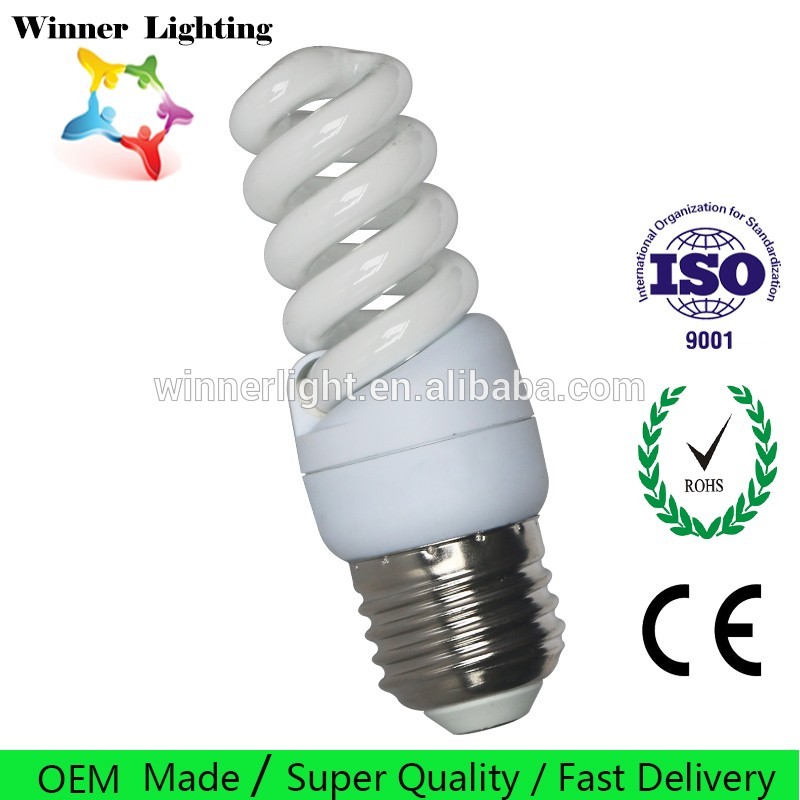 6000H E27 Full Spiral Compact Fluorescent CFL Lamp White Tri-phosphor Energy-Saving Light Bulbs