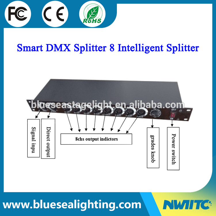 Pro light Smart DMX512 8chs distribution amplifier 8 way DMX Splitter