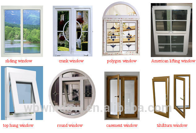 High quality PVC/uPVC black bottom-hung/casement windows