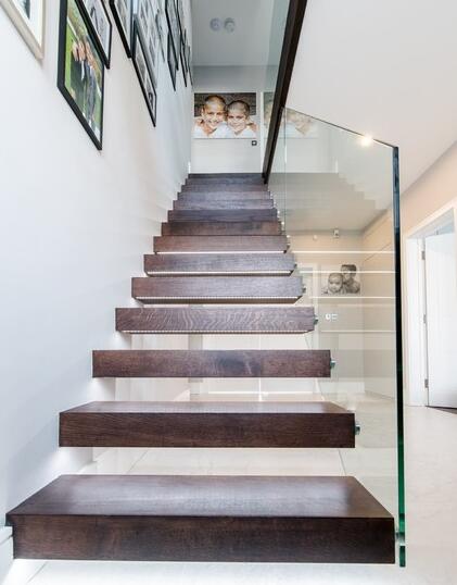 metal wood floating staircase design