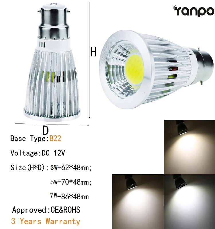 Energy Star Dimmable 12V COB LED SpotLight Bulb MR16 GU10 E27 E14 GU5.3 B22 3W 5W 7W White Lamp Indoor Lighting