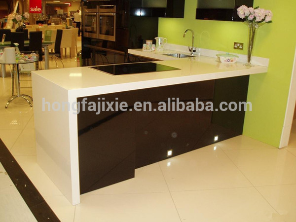 Modern kitchen countertop manufacturer polished glacier white quartz stone, sparkle white quartz countertop