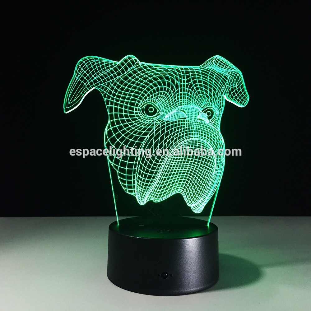 Fancy Deco touch swich bulldog 3D LED table lamp