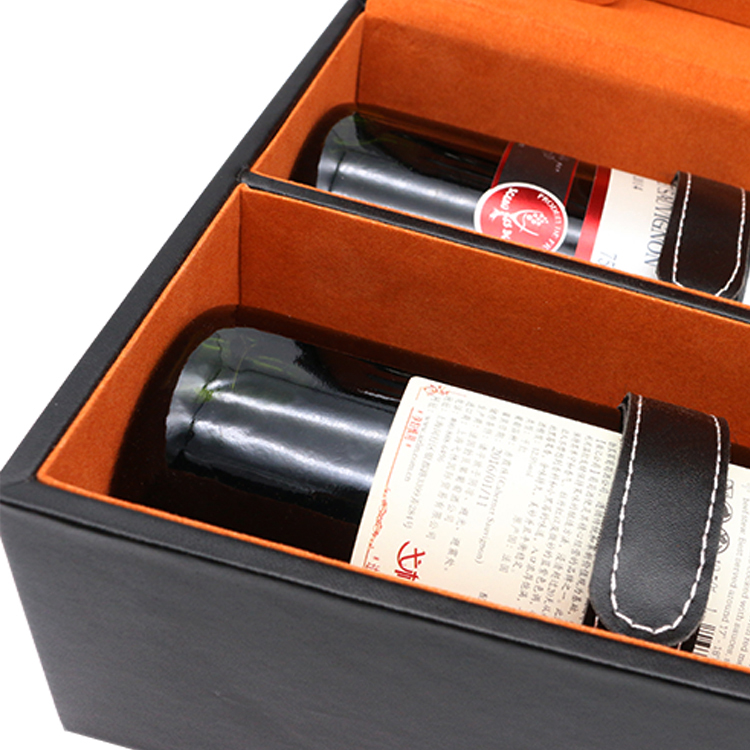 Wooden Travel Leather Display Storage Bottle Glasses Carrying Wine Case