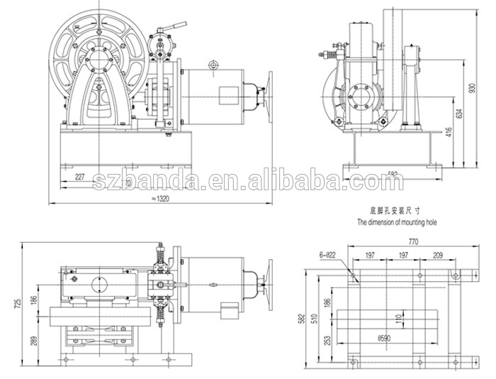 VVVF Elevator Geared Traction Machine BD-YJ210, Lift Motor