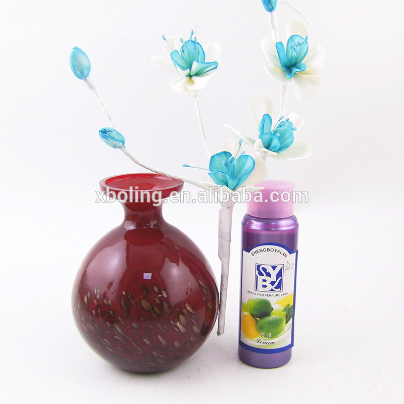 new year handcraft flower reed diffuser and red hand made vase glass bottle gift set