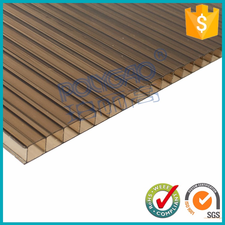 Red/yellow/brown twin wall polycarbonate sheet for greenhouse