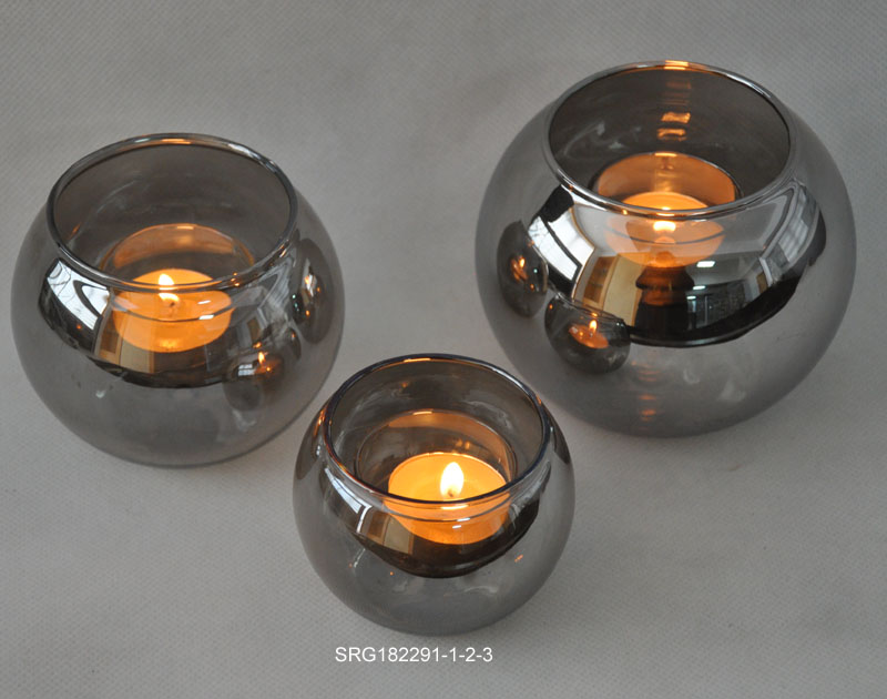 Wholesale round decoration glass candle holder with custom printing