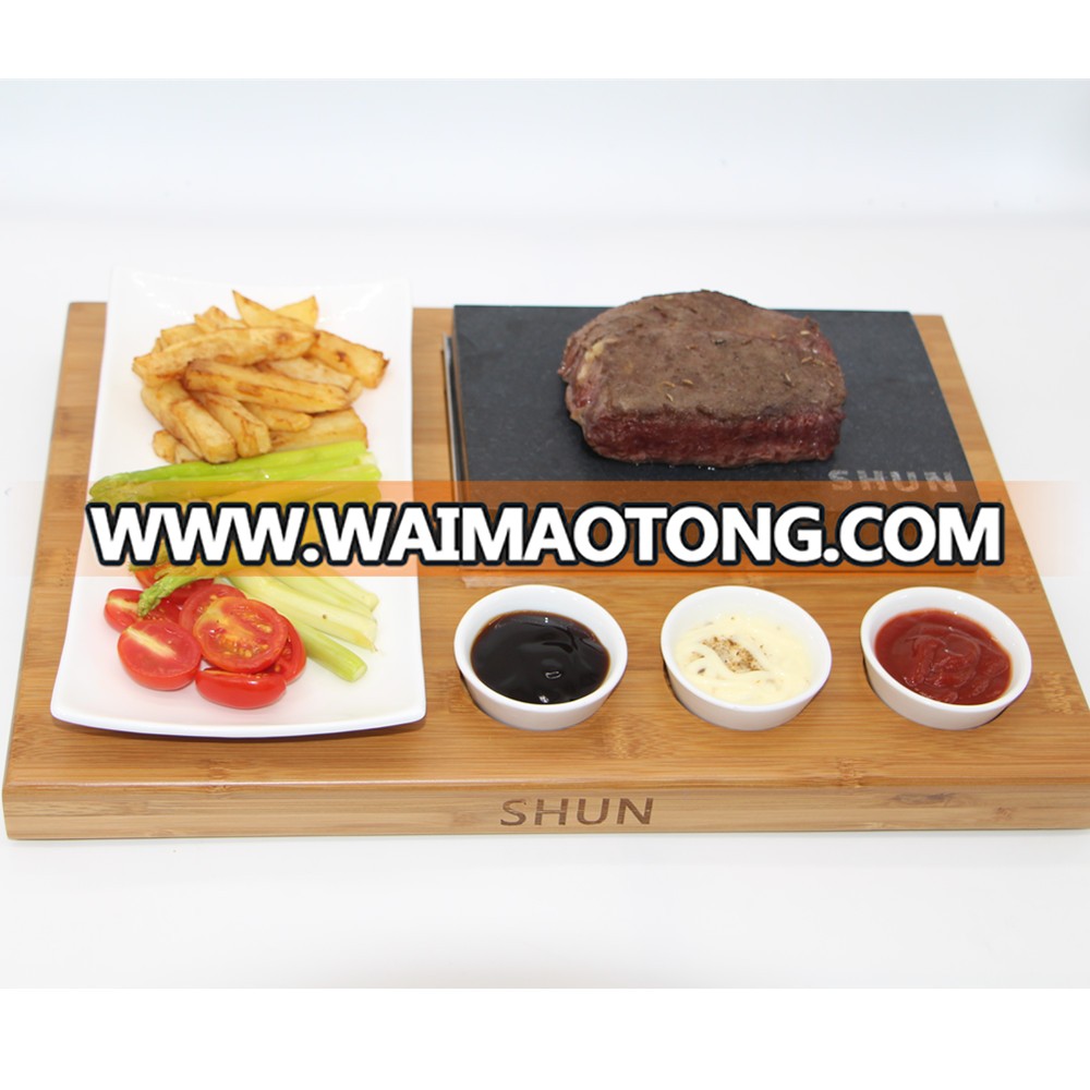 Steak Stone and Plate set  Steak cooking  Grilling Stone and big ceramic plate