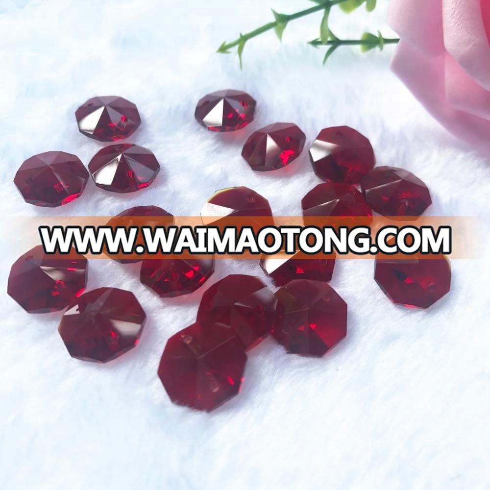 14mm DIY red crystal glass octagon beads