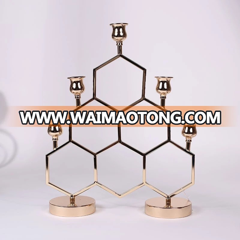 NO H015 Modern Art Unique  stack Hexagonal honeycomb candle holder for decoration