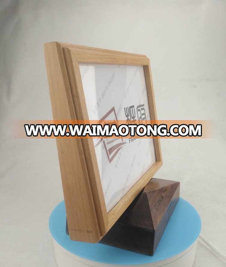 Custom Creative Frame Base Gift Wooden Card Holder Photo Message Folder