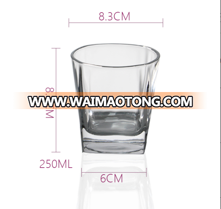 Custom Wholesale Bar Whiskey Drinking Glasses Scotch Glasses/7.5 Ounce Square Heavy Base Shot Glass for Whiskey