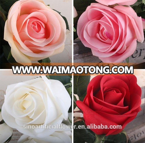 Wholesale real touch artificial flower silk rose for wedding