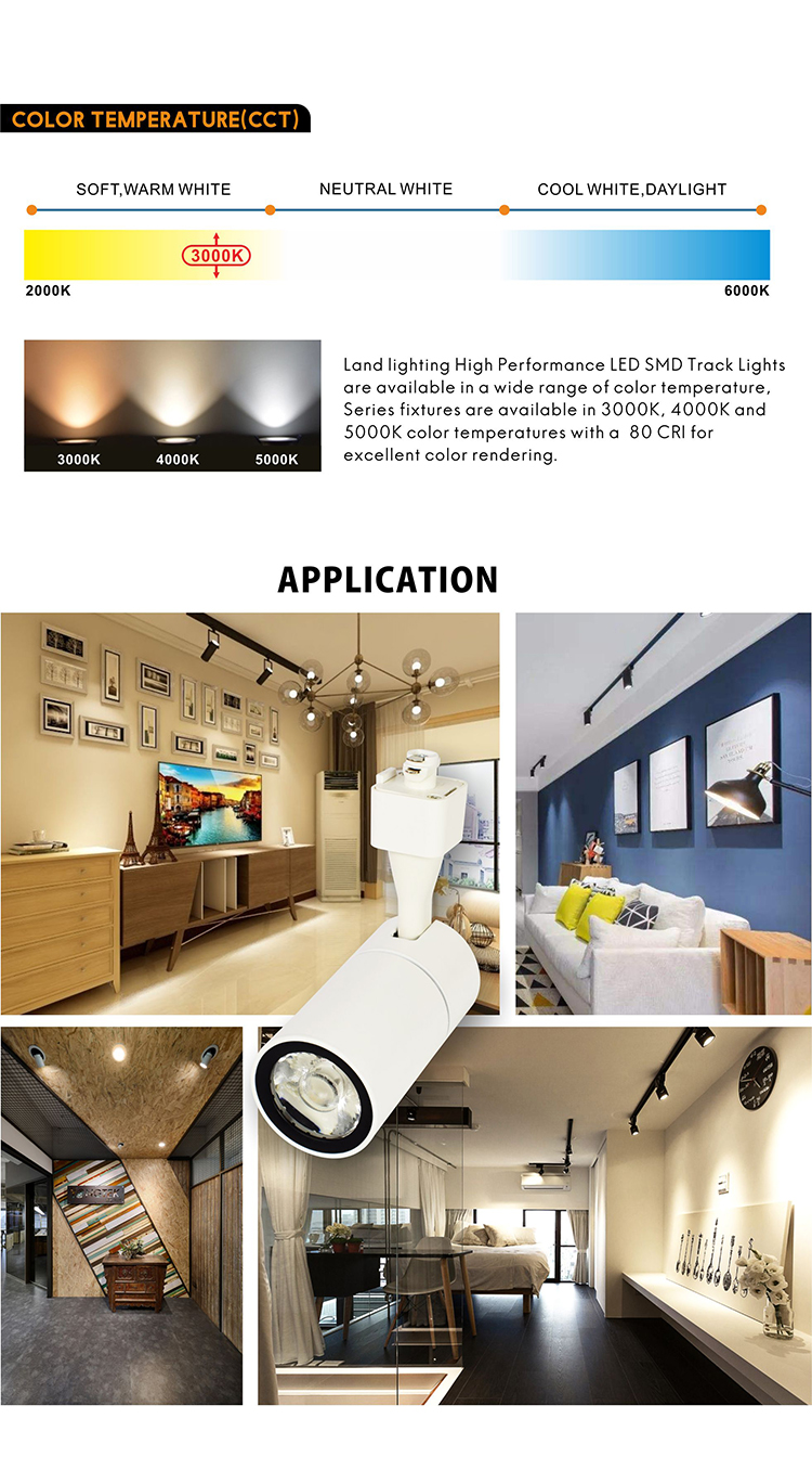 7W Integrated CRI90 LED Track Light Head Dimmable Spotlight Track Light Fixture ENERGY STAR ETL for Wall Art Exhibition lighting