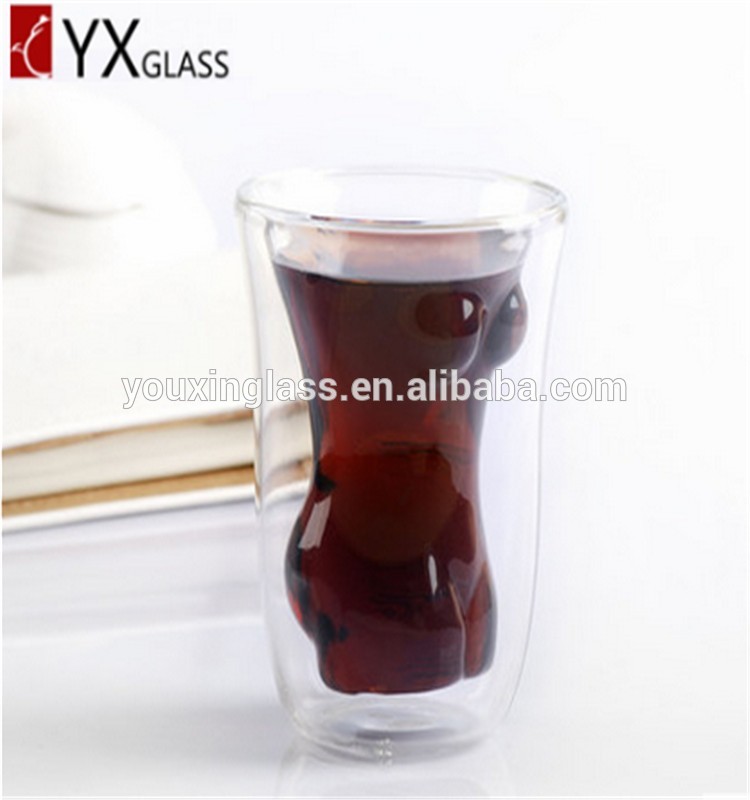 Creative sexy lady shape double wall beer glass cup