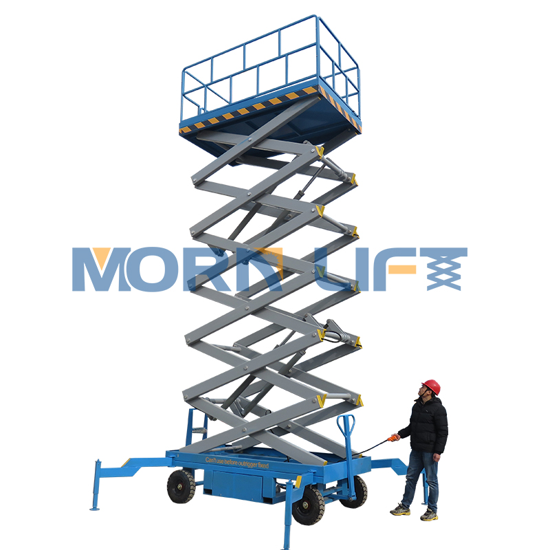 10m lifting height scissors mobile lift platform for man aerial work