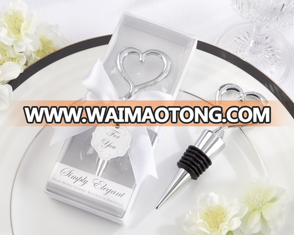 Custom Wholelsale Metal Heart Shaped Wine bottle Stopper with Beautiful Packaging