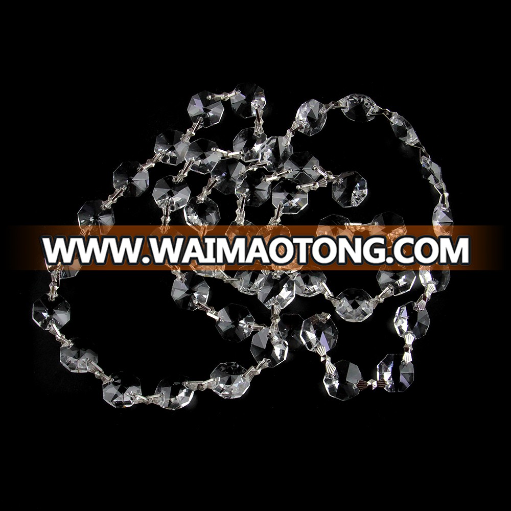 14MM clear octagon beads garland strand with silver butterfly buckles for wedding decoration beautiful hot sales