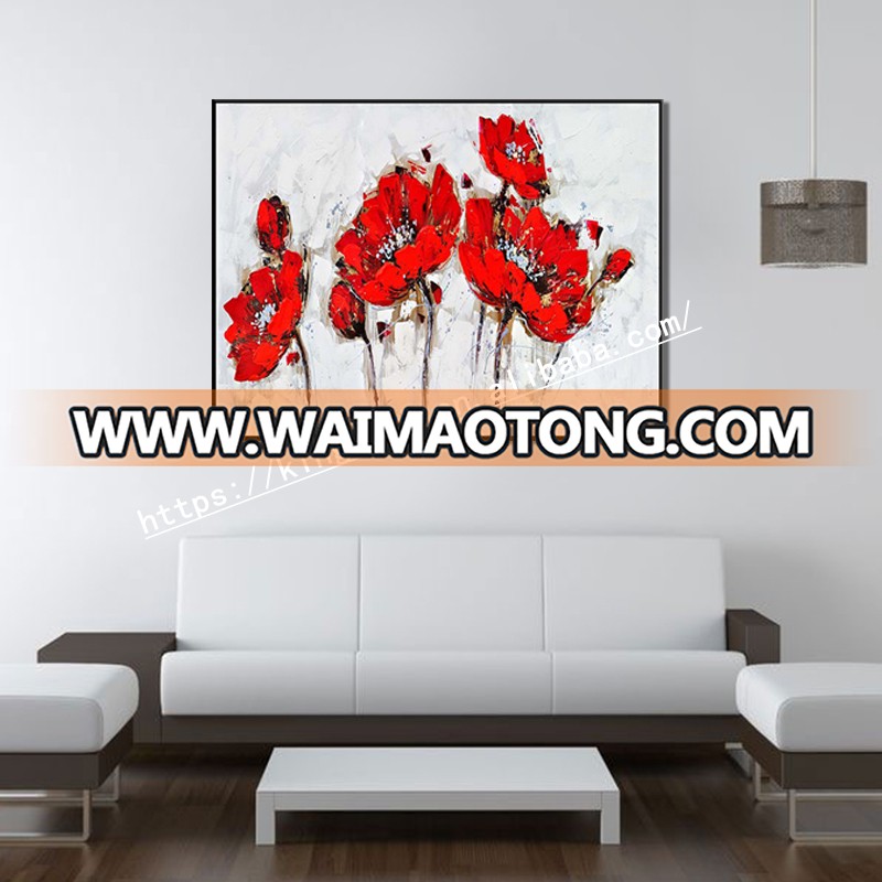 Modern white flowers painting canvas handmade oil paintings for living room wall decoration fine art pictures