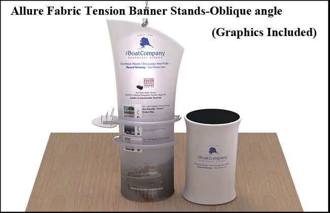 Allure Fabric Tension Banner Stands-Oblique Angle(Graphic Included/Double Sided)