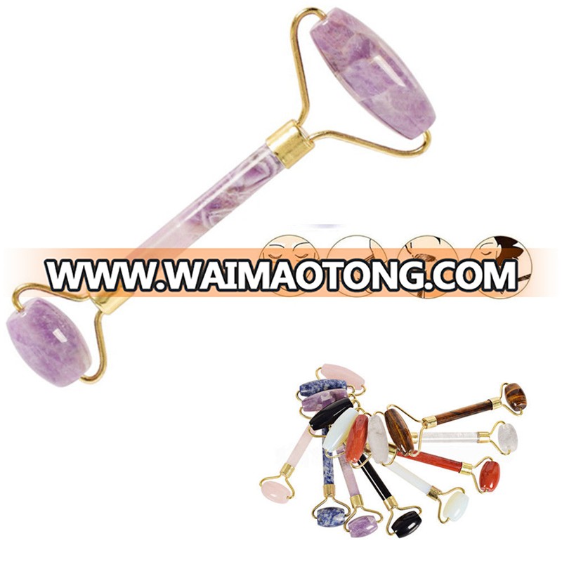 Wholesale Amethyst Face Massage Roller Facial Massager Welded Crystal Roller