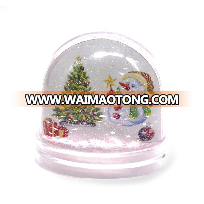 Cheap Christmas water globe acrylic plastic snow globe photo frame