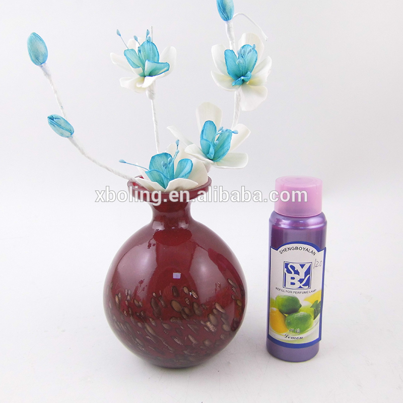 new year handcraft flower reed diffuser and red hand made vase glass bottle gift set