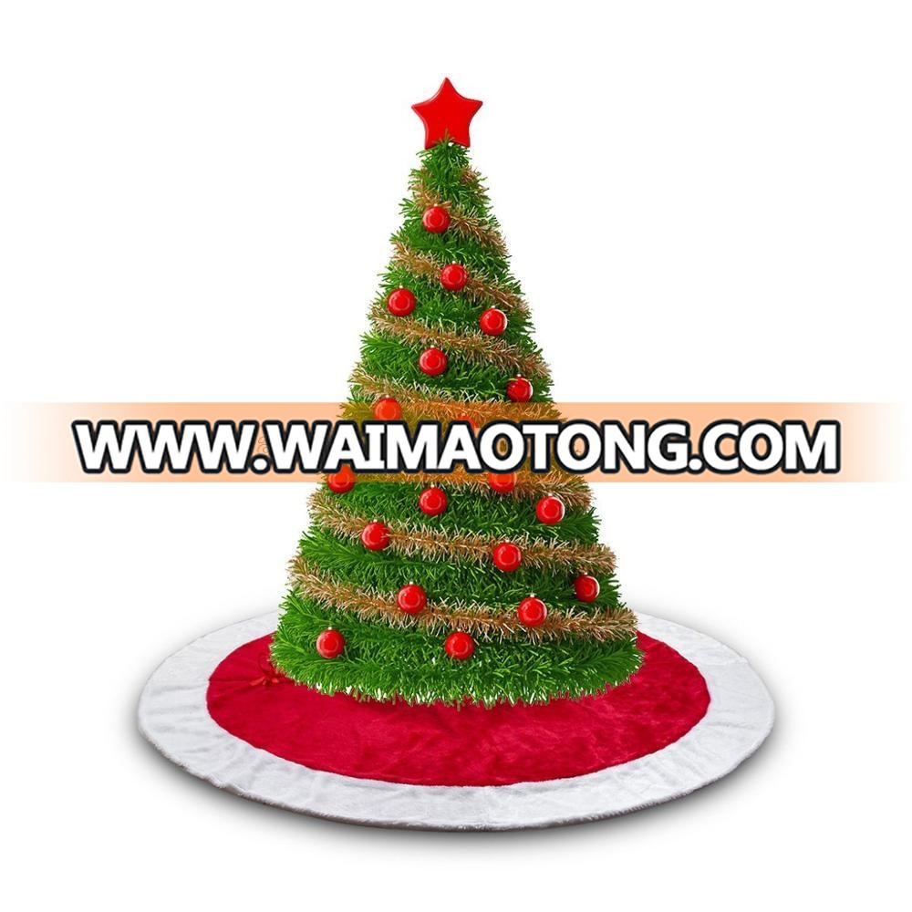 Wholesale 48 Inch Traditional Red and White Velvet Christmas Tree Skirt For Holiday Christmas Decorations Large