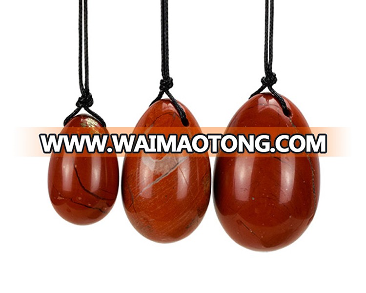 wholesale (3 pieces/set) drilled Red Jasper yoni eggs sex toy, crystal stone yoni eggs for women vaginal exercise set toy