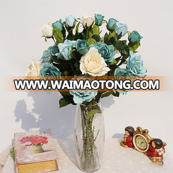 Best selling silk 2 heads artificial rose flower for wedding