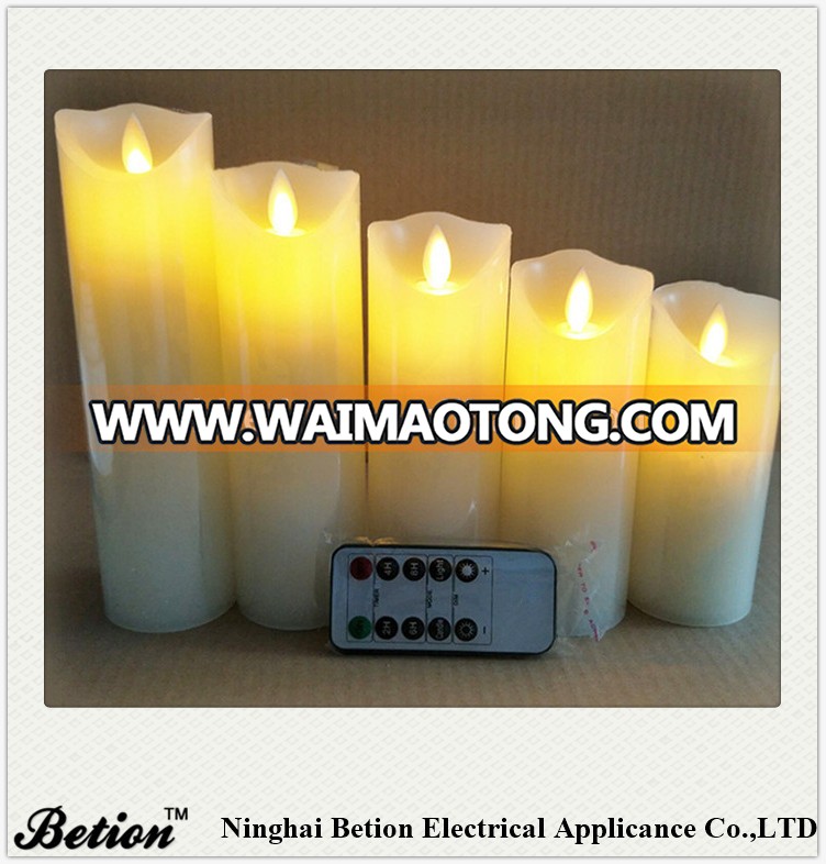 led candles set of 5 dancing flame wax candles with remote control paraffin flickering moving wick candles led candles factory