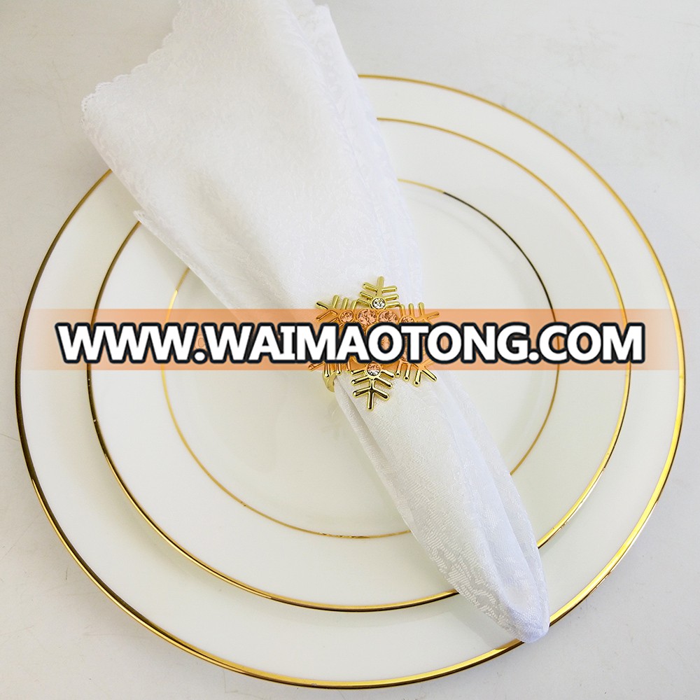 dinning table setting gold snowflake napkin ring