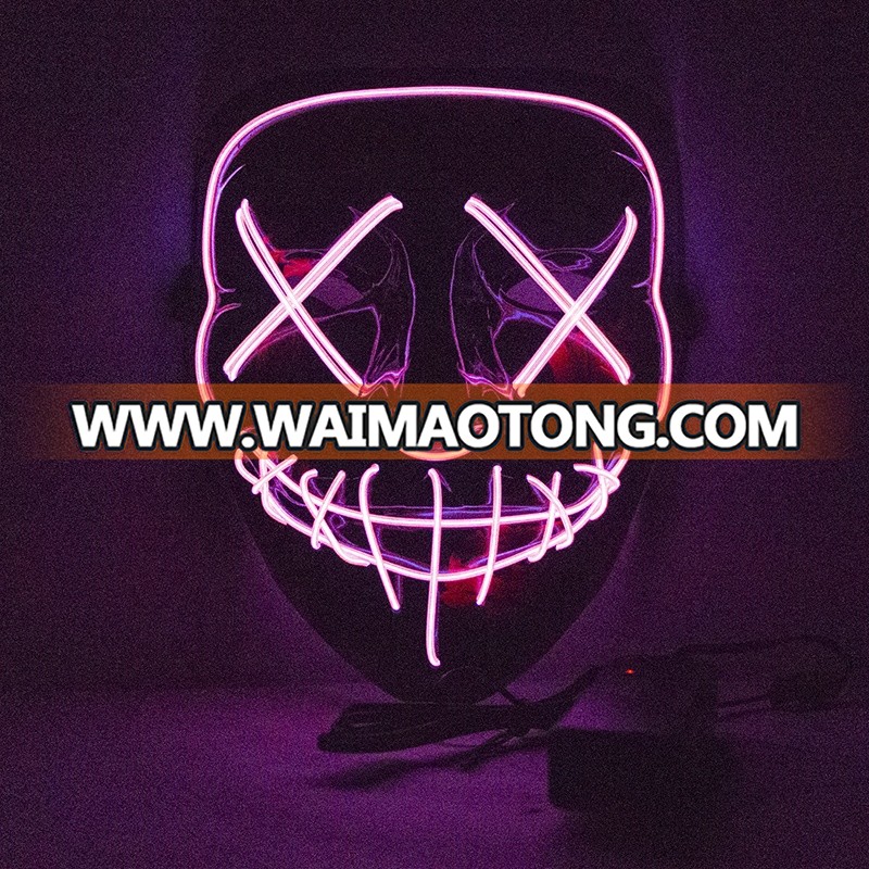 Led Mask Halloween Party Masque Masquerade Masks Neon Mask Light Glow In The Dark Mascara Horror Mask Glowing Masker Purge