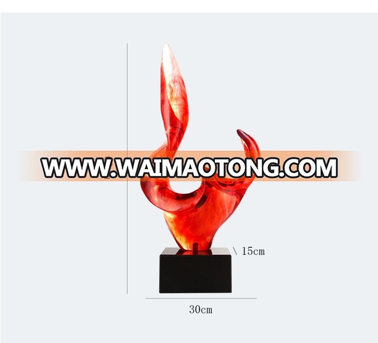 Custom resin red color abstract sculpture for hotel decoration