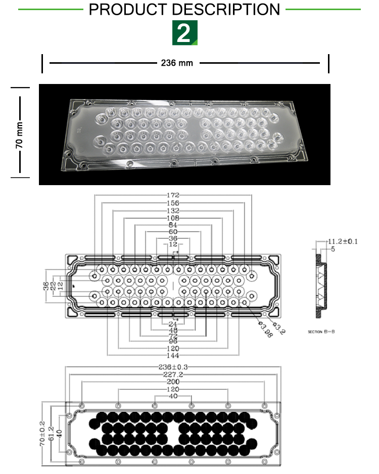 25 Degree 3030 SMD Optical  56 LEDS LED Lens For High Bay Light