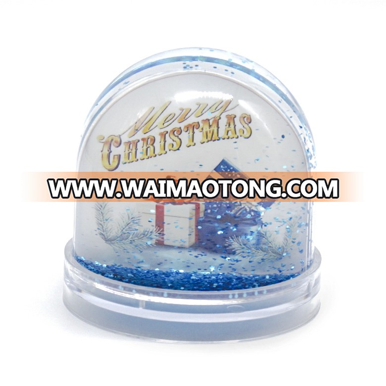 Custom Christmas Souvenir Snow Globe Picture Frame DIY Photo Insert Plastic Water Globe