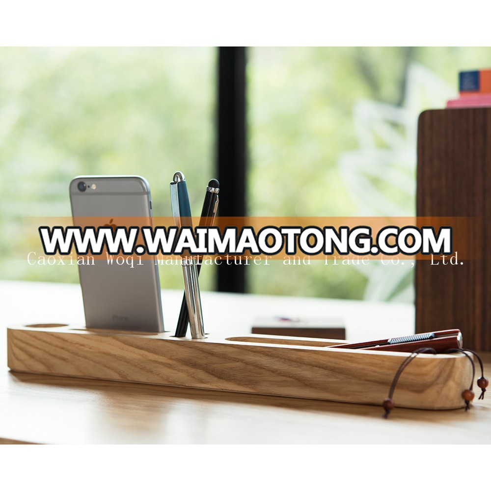 2017 High quality solid wood different shapes custom phone stand holder with logo table organizer