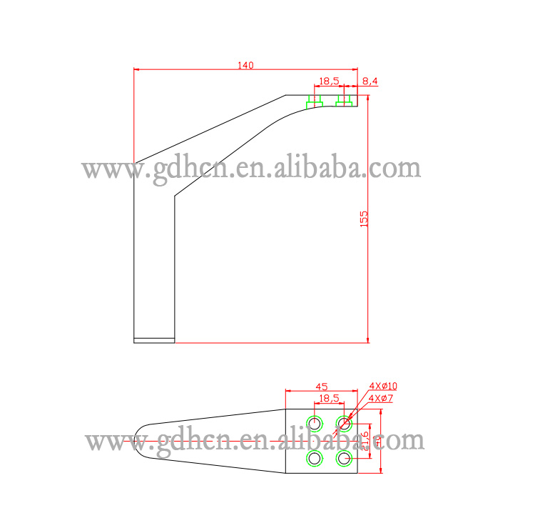 Zinc Alloy chrome bend furniture sofa leg