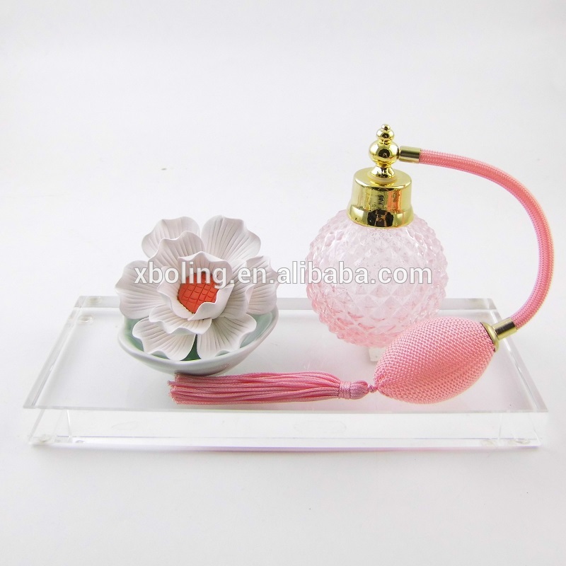 Fashional Air Freshener Glass Perfume Diffuser  Botter with Ceramic Flower Gift Set