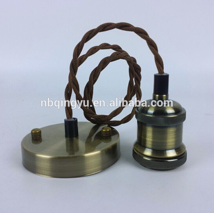 China wholesale lamp cord set metal lampholder Textile power cord colors