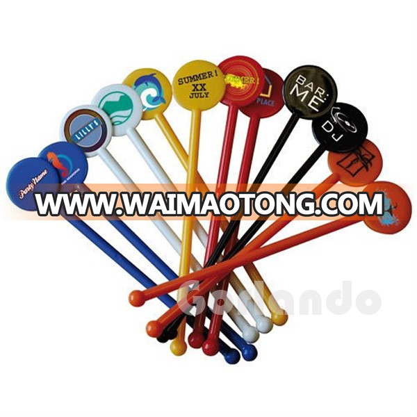 Round Disc Head Customized Logo drink printing plastic stirrer