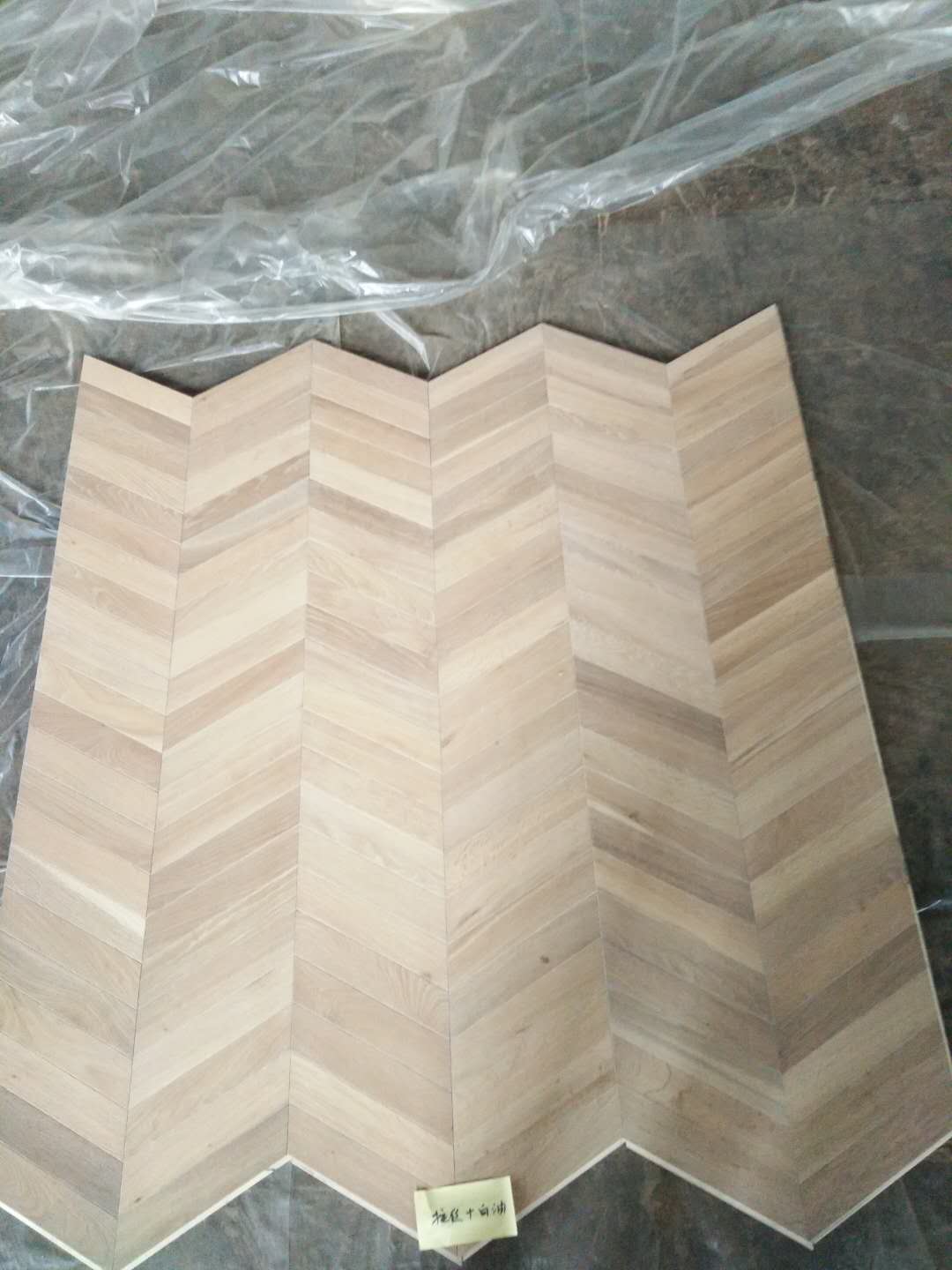 Pearl White Chevron Plank Engineered 45 Degree