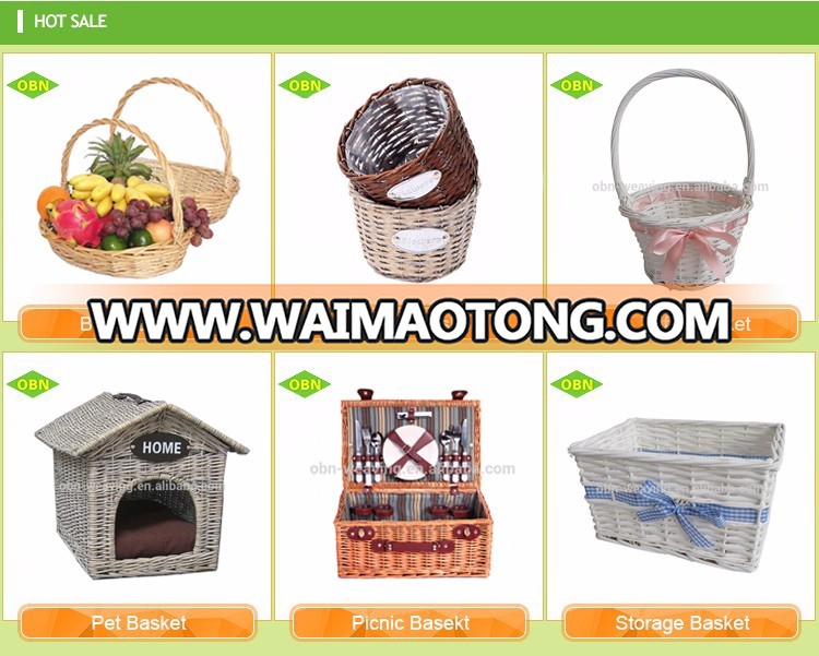 Food safe grade woven fruit tray wicker rattan bread basket with handle