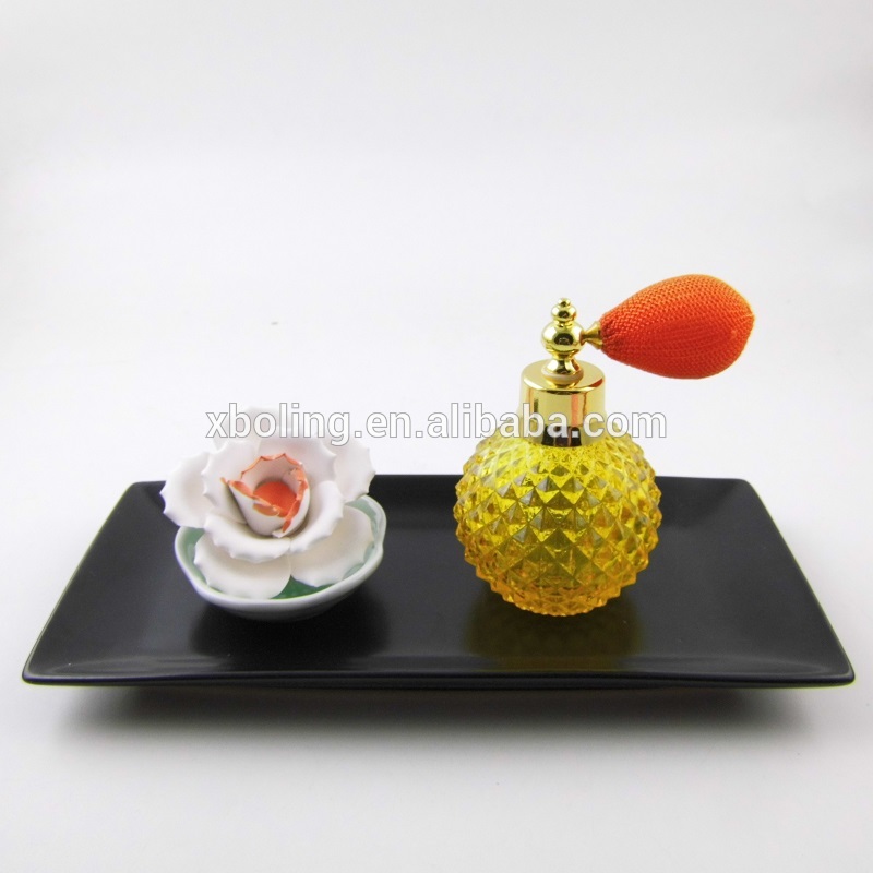 Fashional Air Freshener Glass Perfume Diffuser  Botter with Ceramic Flower Gift Set